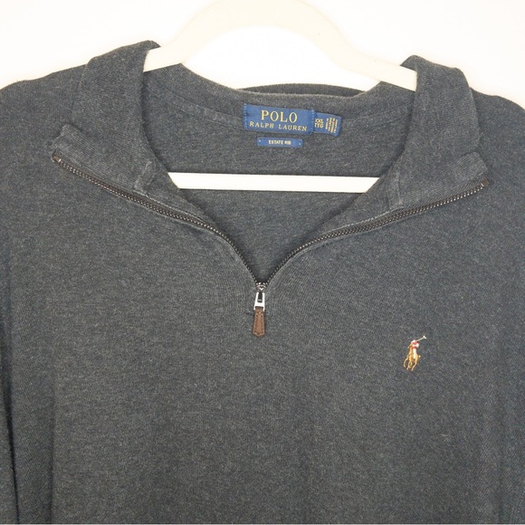 Polo Ralph Lauren Estate Rib Knit 3/4 Zip Pullover Sweater - Picture 2 of 5